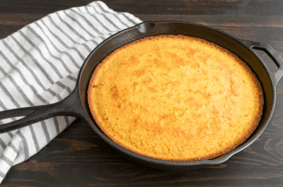 Cornbread in a cast iron skillet
